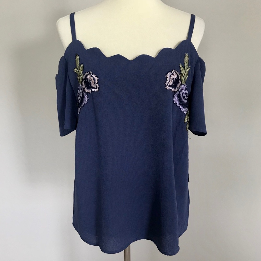 A. Byer Scalloped Cold Shoulder Top-NWT